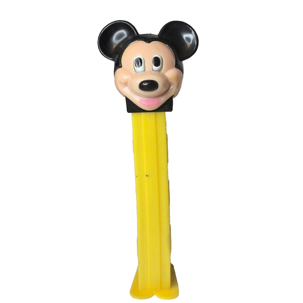 VINTAGE PEZ DISNEY'S MICKEY MOUSE YELLOW DISPENSER WITH FEET COLLECTIBLE‎ EUC